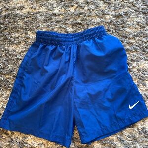 Nike Blue Boys' Athletic Shorts with White Swoosh